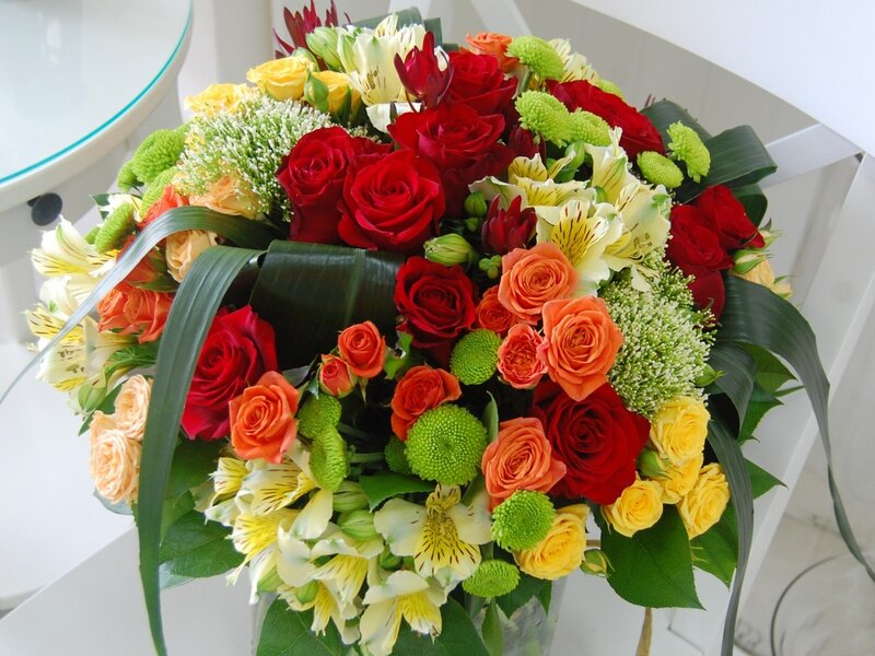Colorful Flower Bouquet — Red, Festive