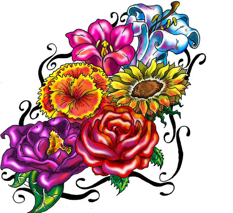 Colorful Flower Bouquet — Red, Vibrant