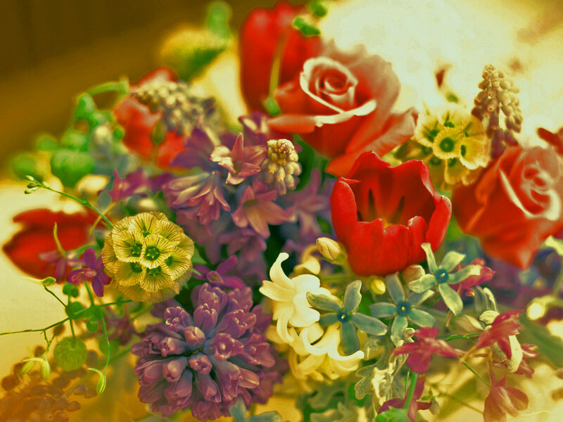 Colorful Flower Bouquet — Red, Warm