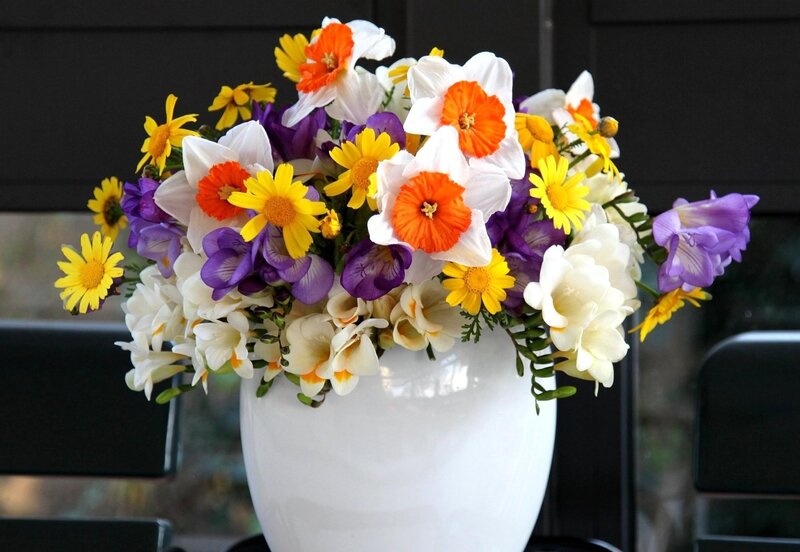 Colorful Flower Bouquet — White, Calm, Spring