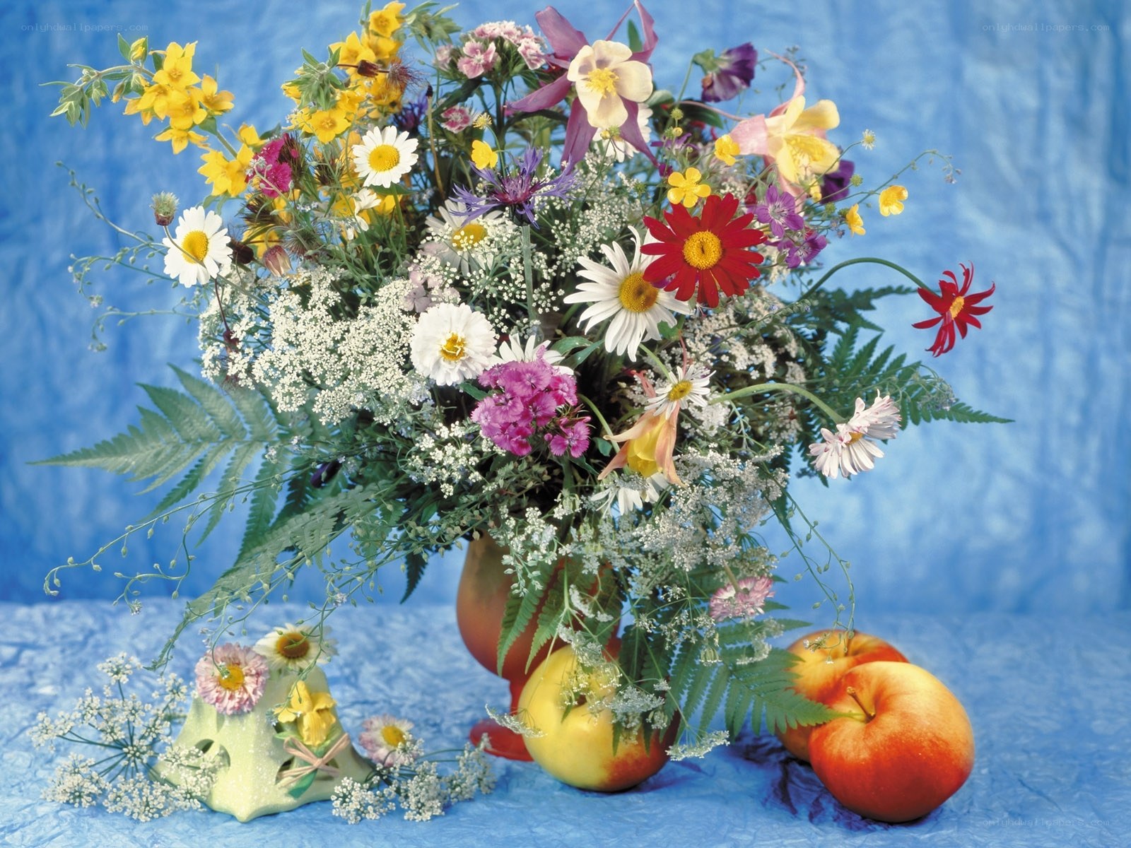 Colorful flower bouquet with apples