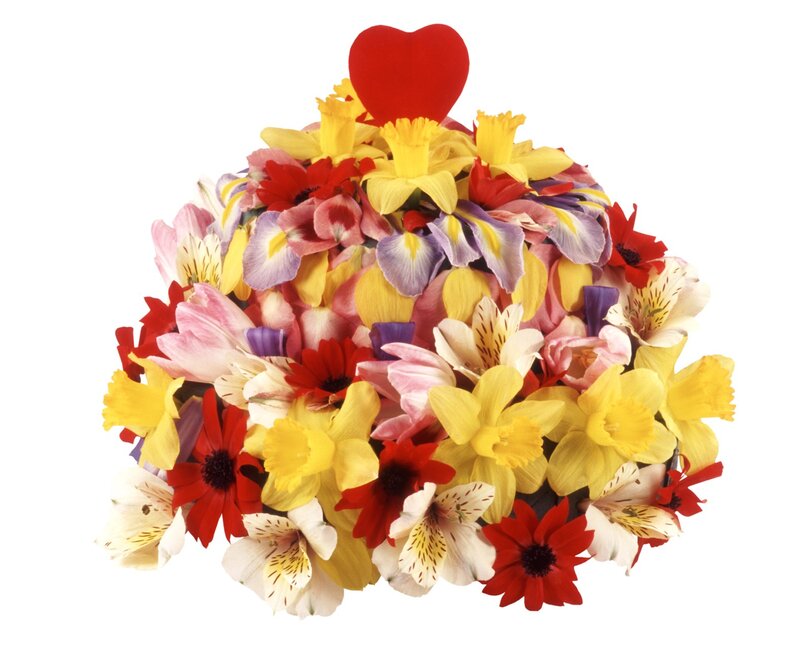 colorful flower bouquet with heart