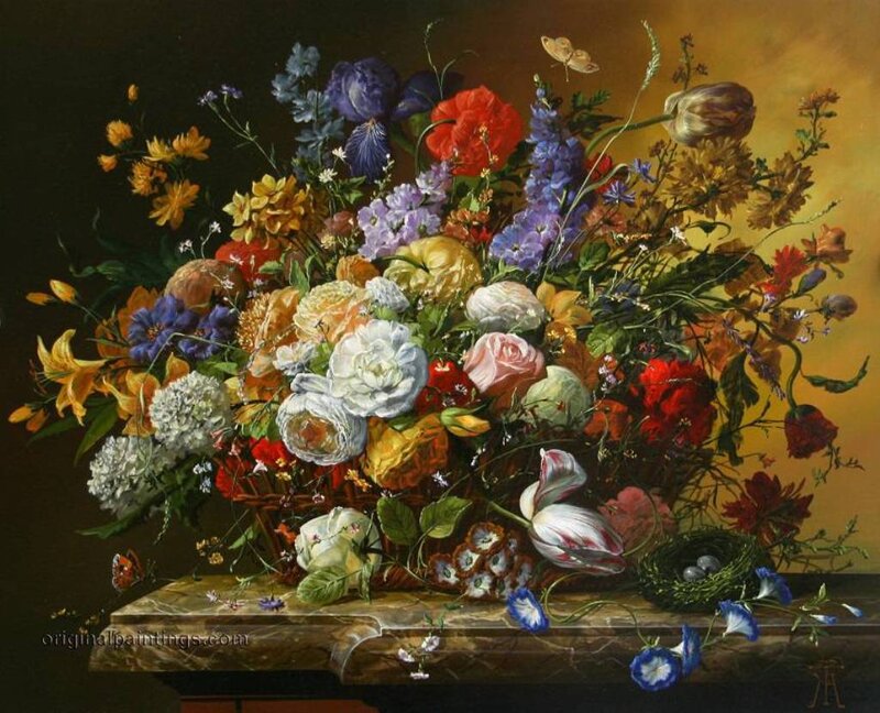Colorful Flower Bouquet — Yellow, Dramatic, Painting