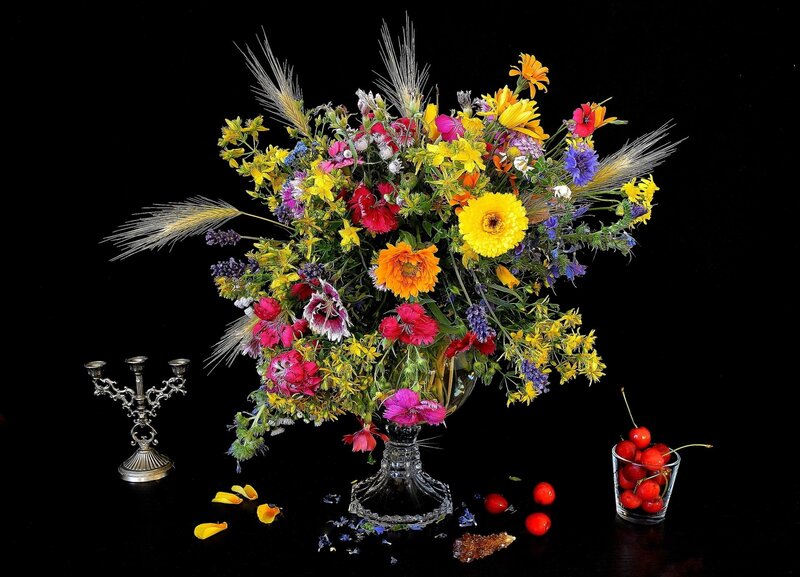 Colorful Flower Bouquet — Yellow, Dramatic, Photograph