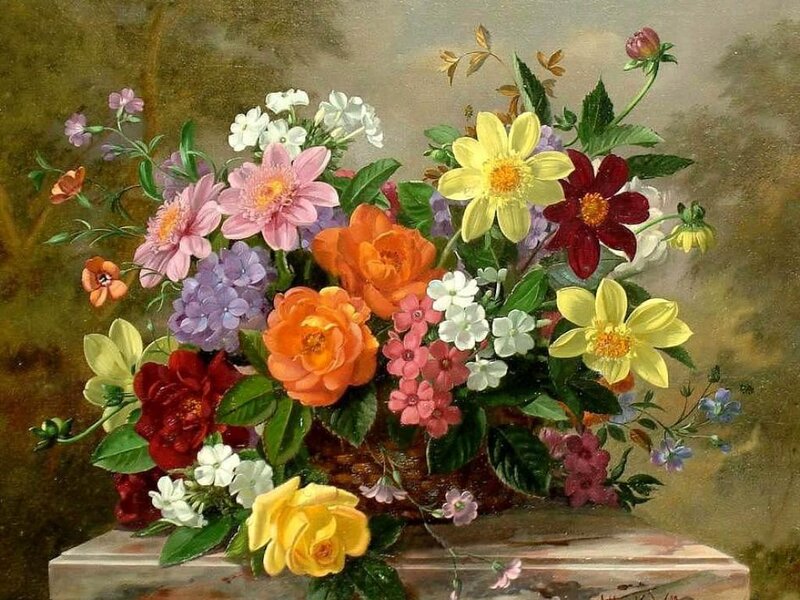 Colorful Flower Bouquet — Yellow, Serene, Painting