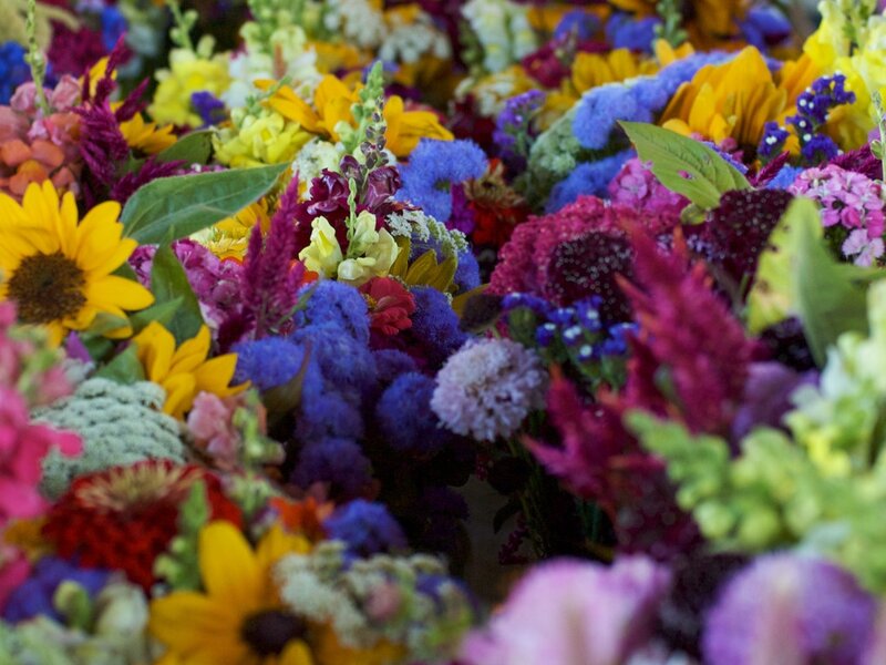 Colorful Flower Bouquet — Yellow, Vibrant, Photograph, Sunflowers, Leaves