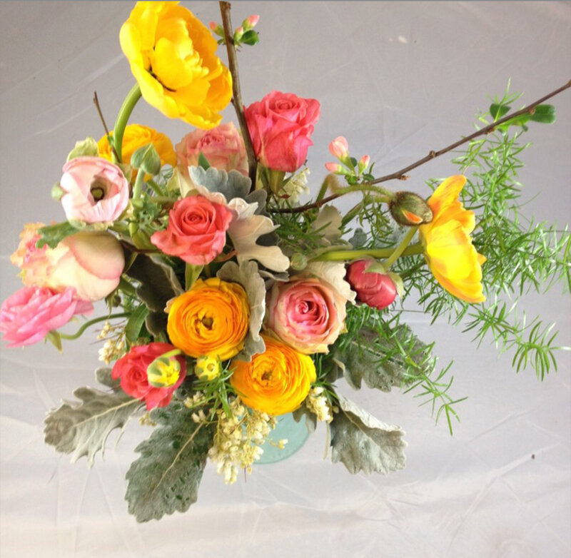 Colorful Flower Bouquet — Yellow, Vibrant, Spring, Photograph, Roses, Ranunculus