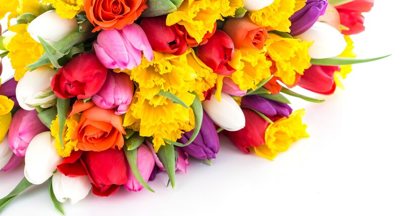 Colorful Flower Bouquet — Yellow, Vibrant, Spring, Photograph, Roses