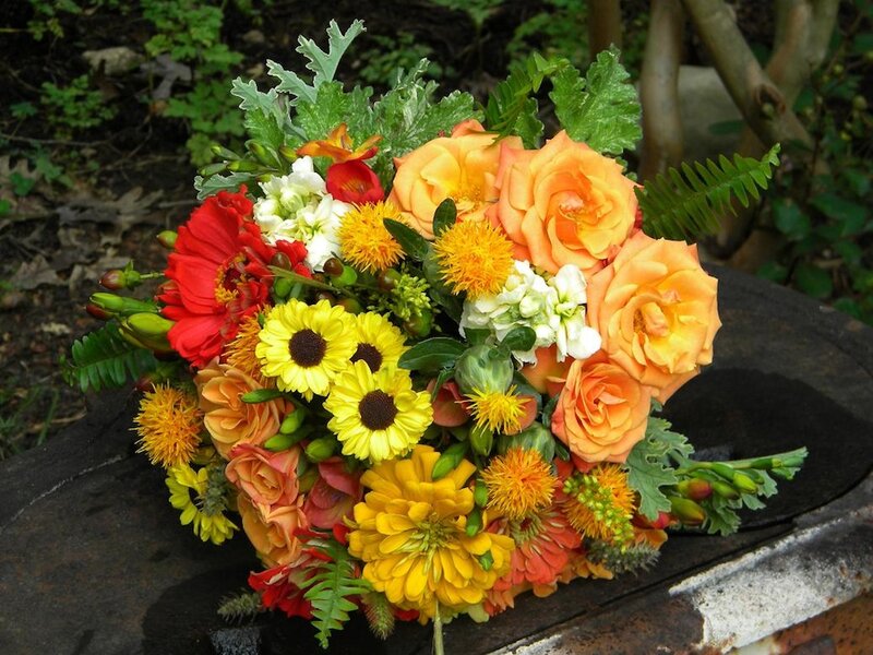 Colorful Flower Bouquet — Yellow, Vibrant, Summer, Photograph, Roses