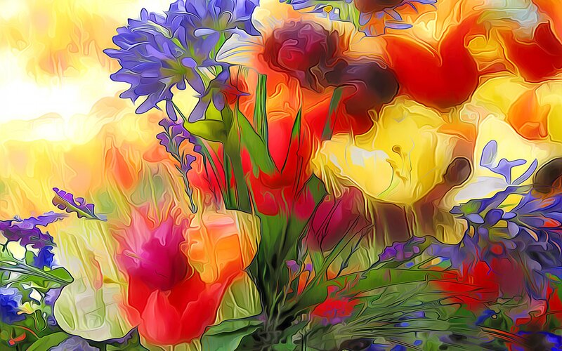 Colorful Flower Bouquet — Yellow, Vibrant, Sunset