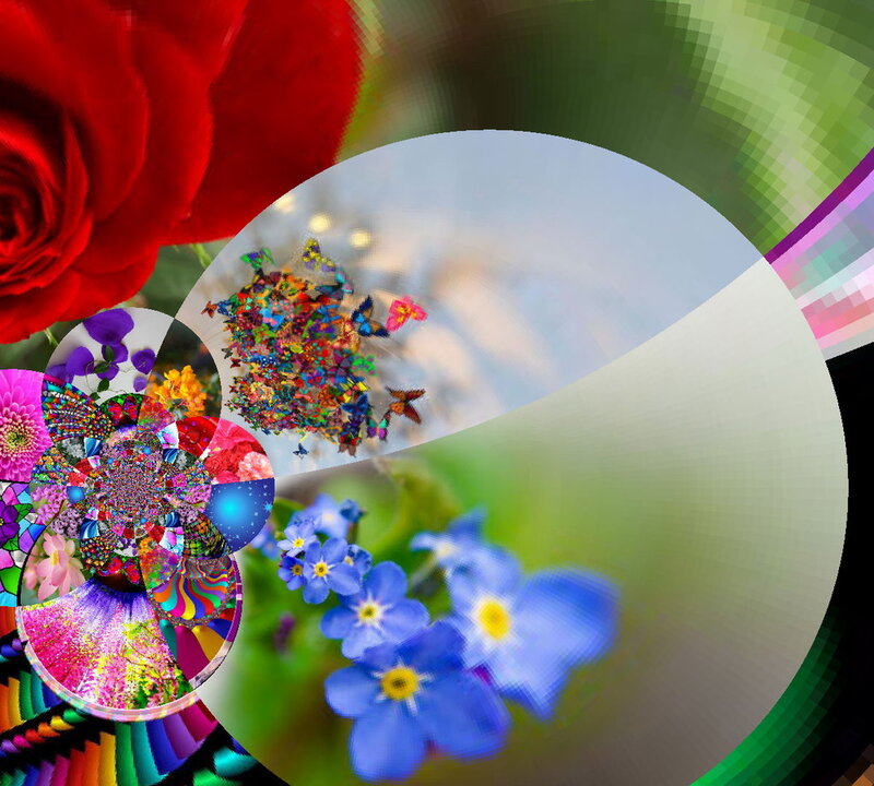Colorful Flower Collage — Red