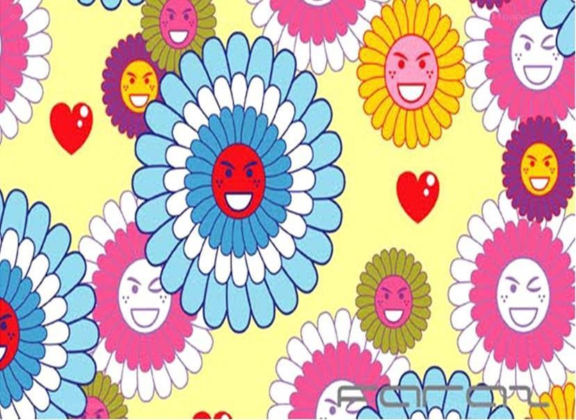 colorful flower faces pattern