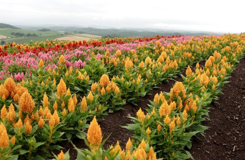 Colorful Flower Fields — Yellow, Serene, Morning