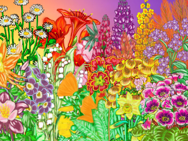 Colorful Flower Garden — Purple, Vibrant