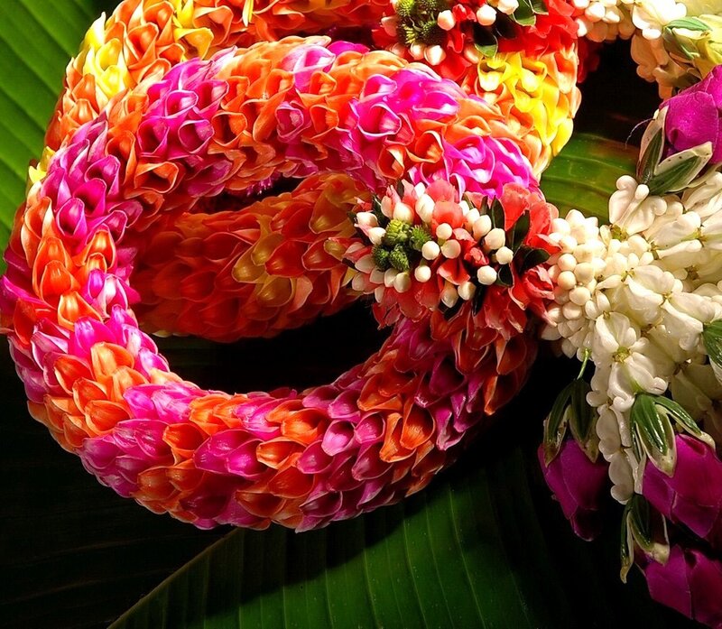 colorful flower garlands