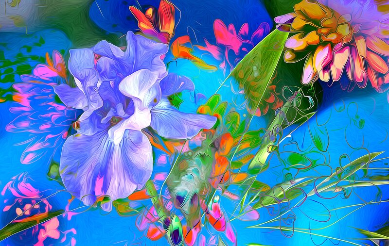 Colorful Flower Illustration — Blue