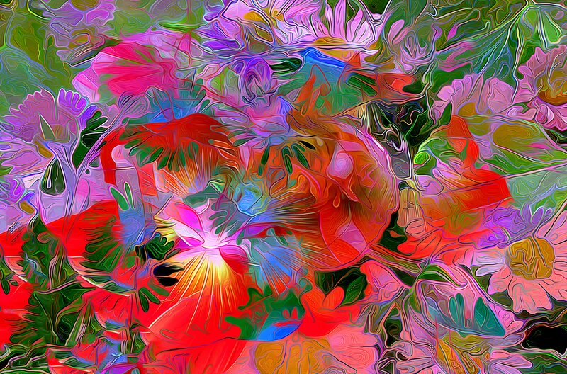 Colorful Flower Painting — Red