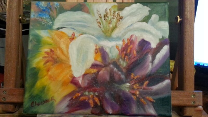 Colorful Flower Painting — White