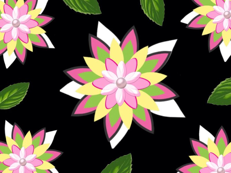 Colorful Flower Pattern — Black, Vibrant