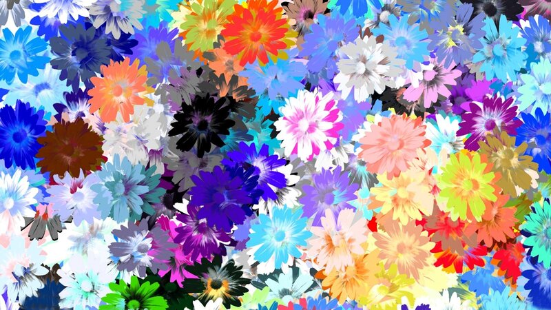 Colorful Flower Pattern — Blue, Vibrant, Digital Art