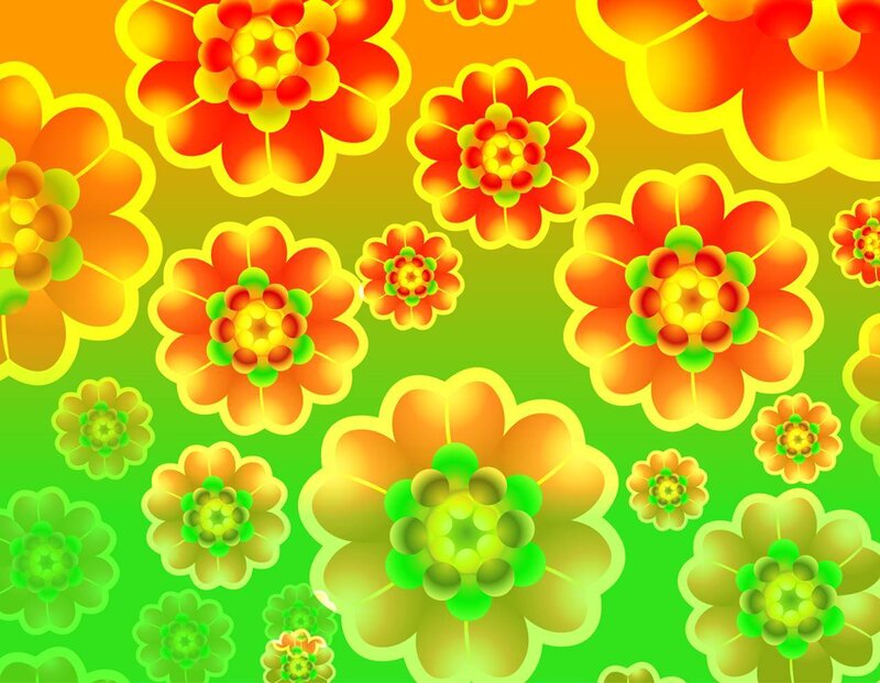 Colorful Flower Pattern — Green, Vibrant