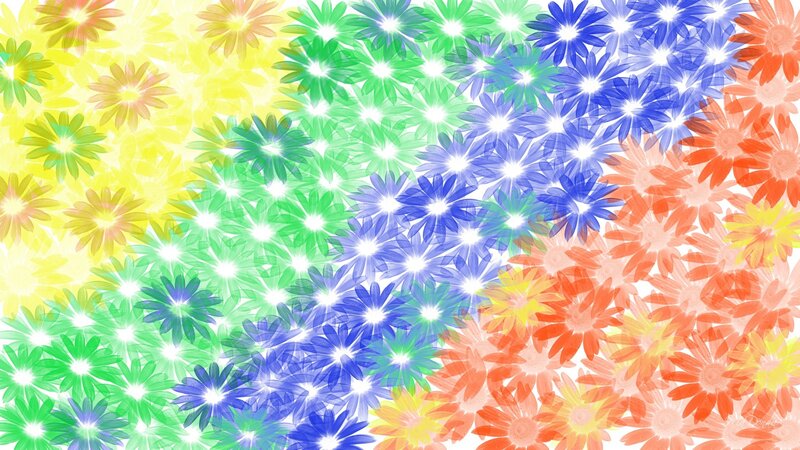 Colorful Flower Pattern — Yellow, Vibrant, Digital Art
