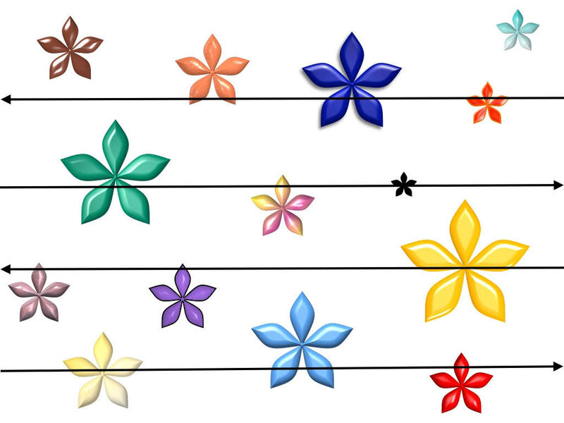 Colorful flower patterns on lines