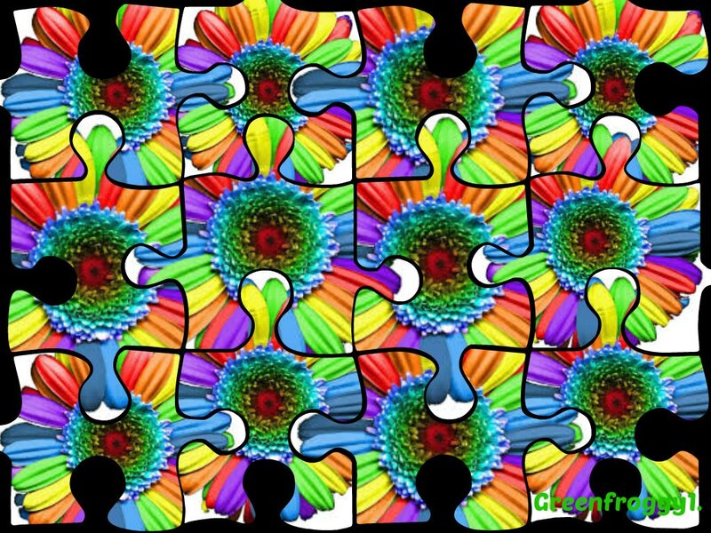 Colorful Flower Puzzle — Green