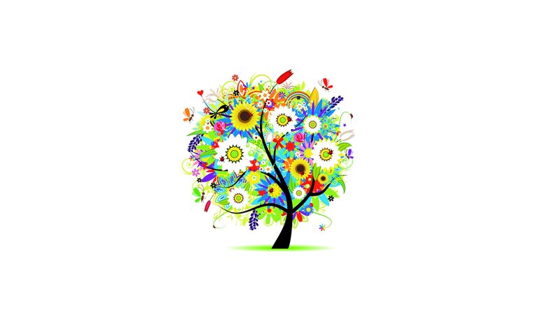 Colorful Flower Tree — Green