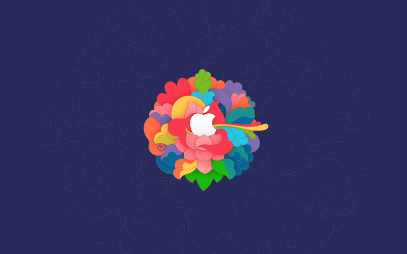 Colorful Flower with Apple Logo