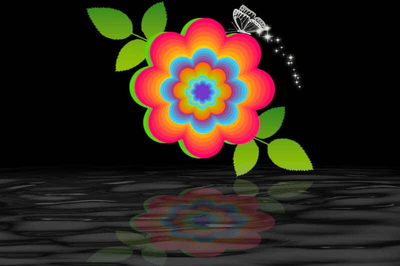 Colorful Flower with Butterfly