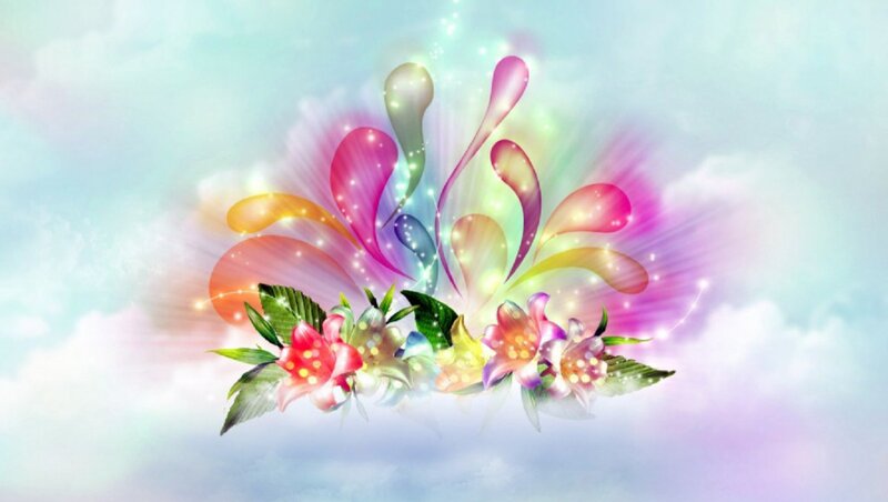 Colorful Flowers and Abstract Shapes