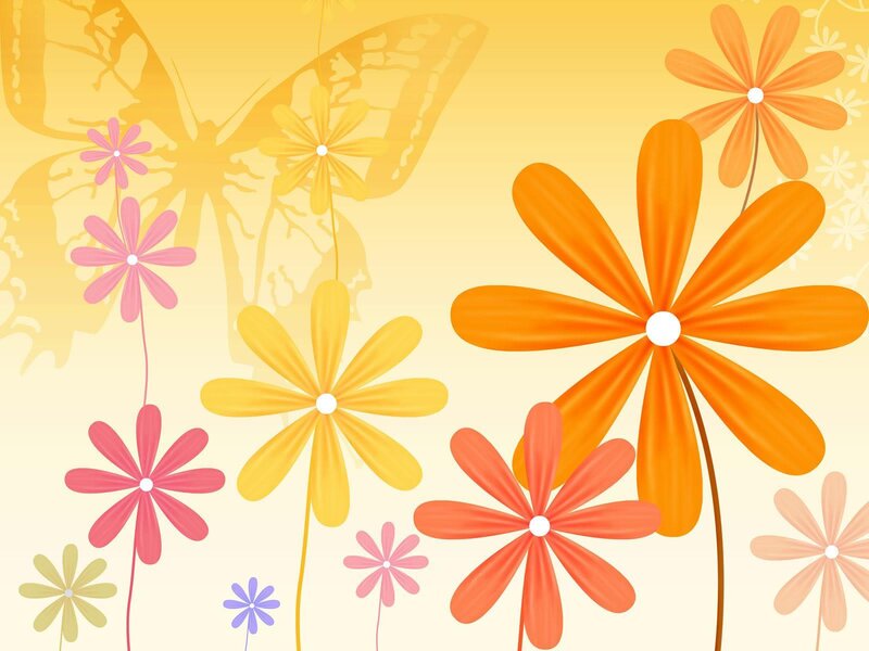 Colorful flowers and butterfly