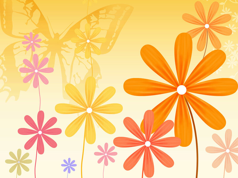 Colorful Flowers and Butterfly — Yellow