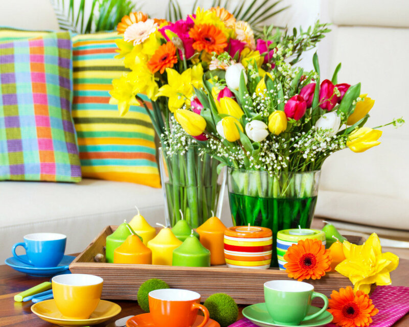 Colorful Flowers and Candles — Yellow