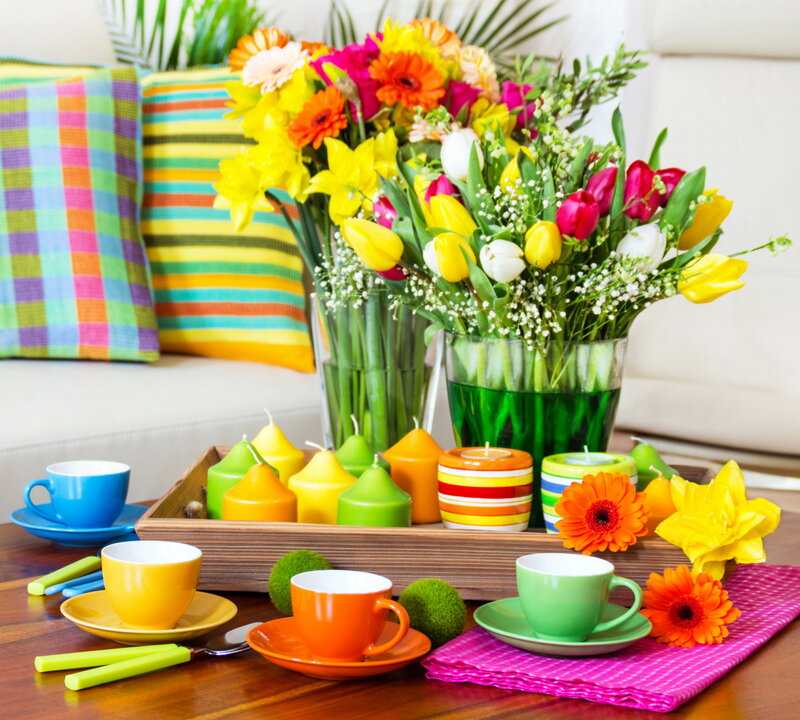 Colorful Flowers and Cups