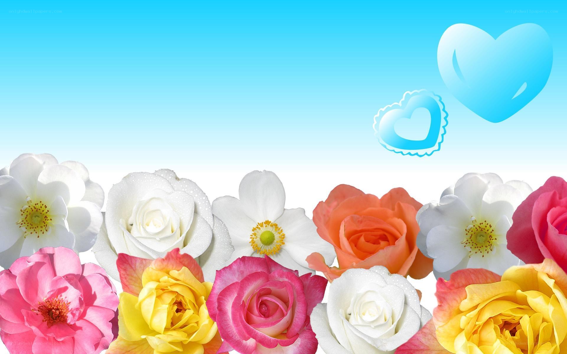 colorful flowers and hearts