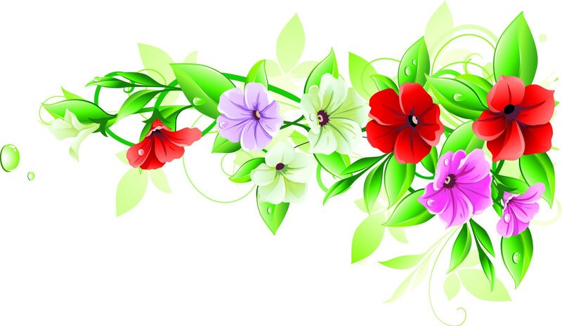 Colorful Flowers and Leaves — Green