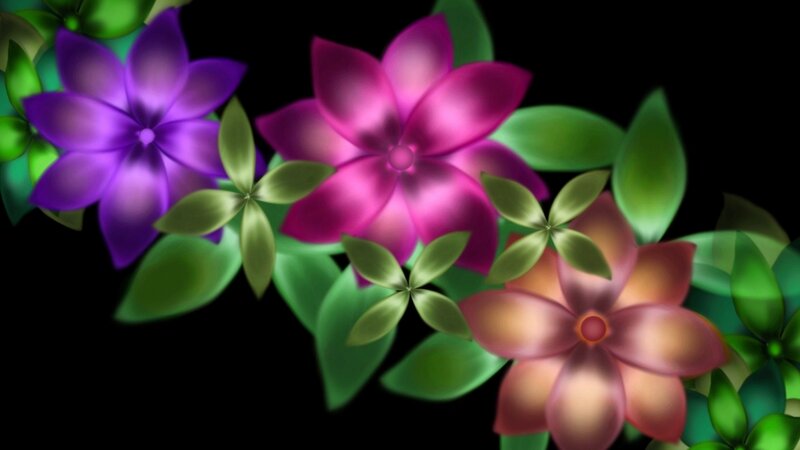 Colorful Flowers and Leaves — Purple