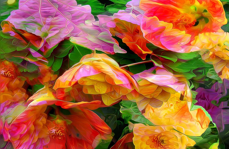 Colorful Flowers and Leaves — Yellow, Vibrant
