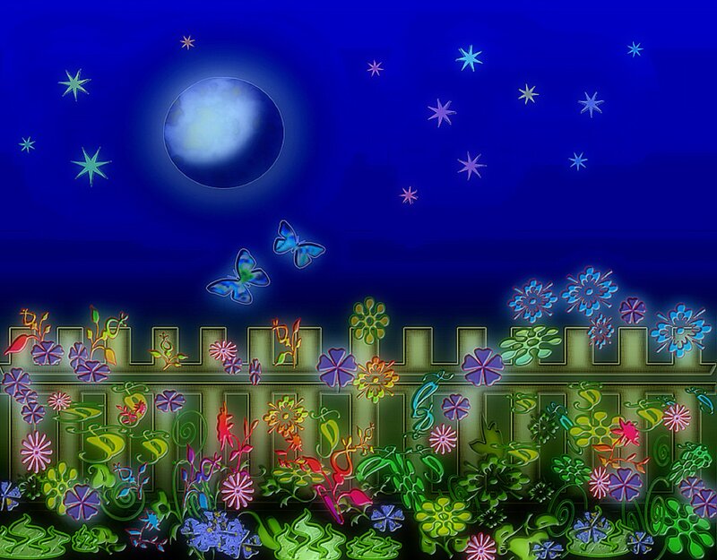 Colorful Flowers at Night