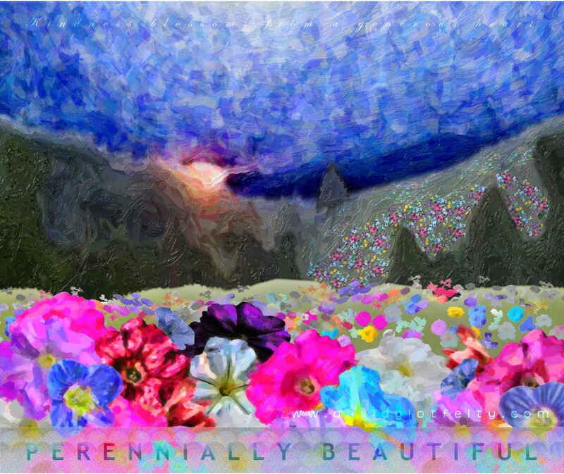 Colorful flowers in a mountain valley