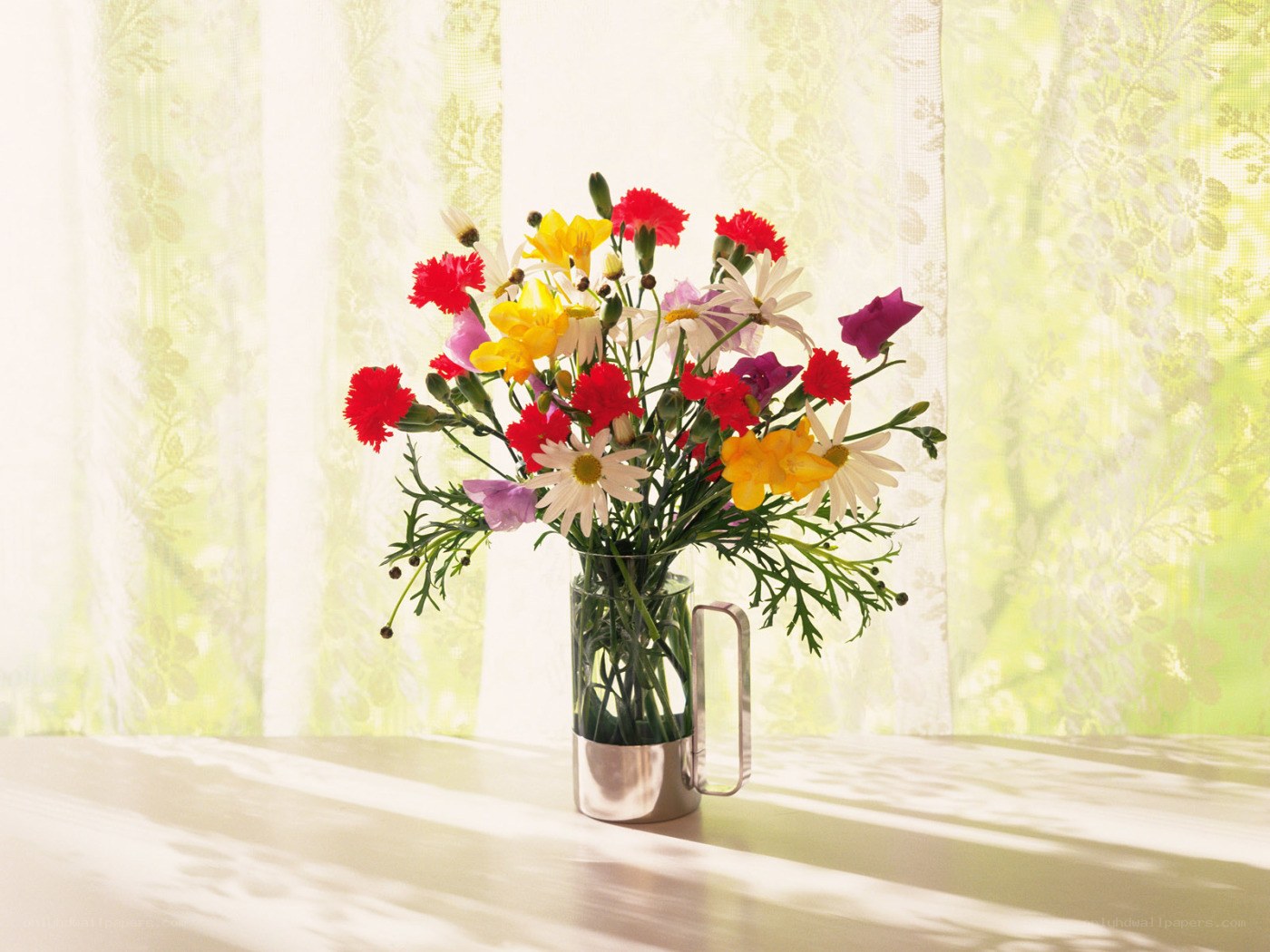 Colorful flowers in a vase