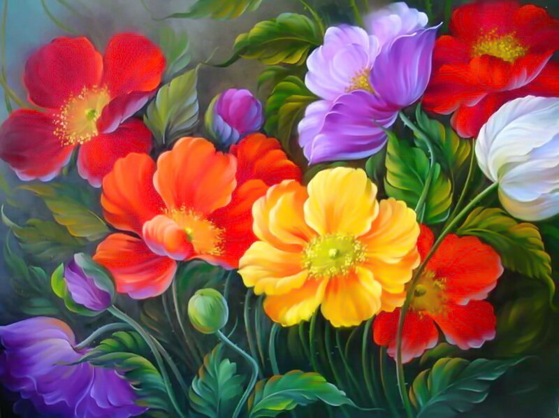 Colorful Flowers in Bloom — Red, Vibrant