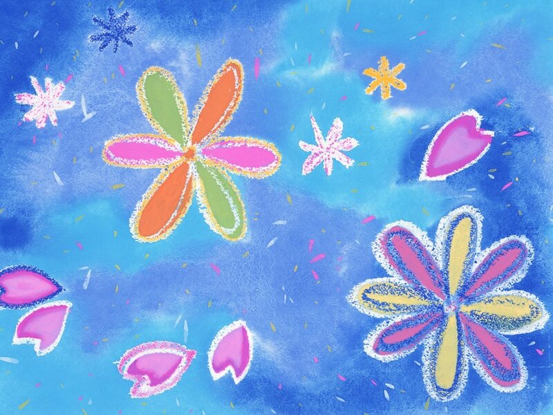 colorful flowers in blue sky