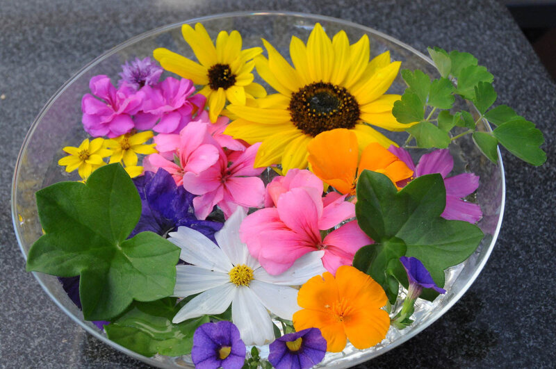 Colorful Flowers in Bowl — Yellow