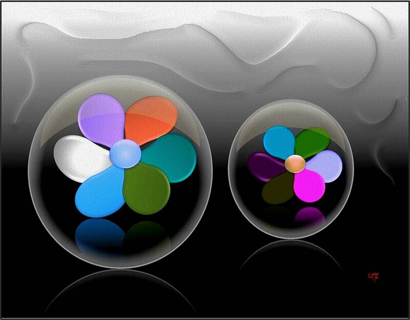 Colorful Flowers in Bubbles