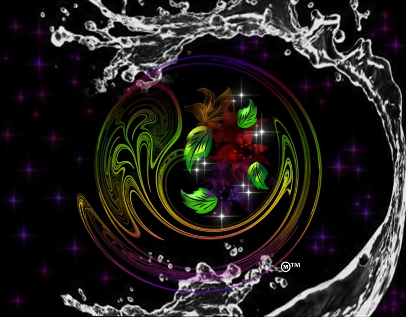 Colorful Flowers in Circle — Black