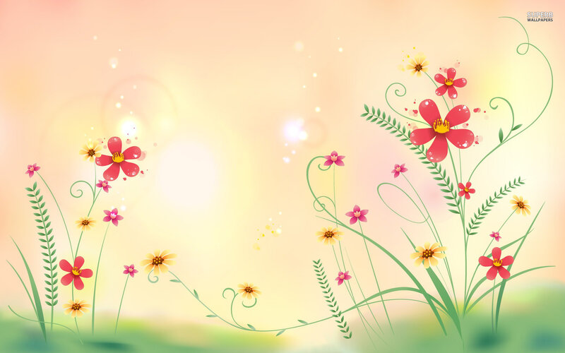 Colorful Flowers in Field — Pink, Serene