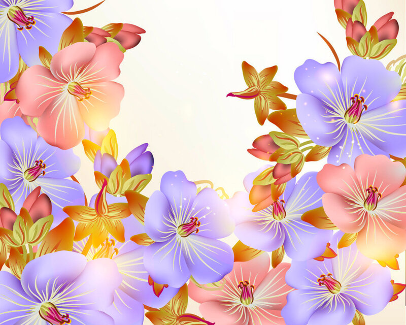 Colorful Flowers in Frame — Purple